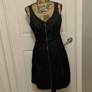 Zipper front sleeveless denim dress